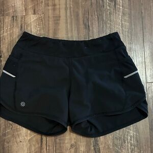 Athleta Black Girls' record breaker Shorts with teal zipper